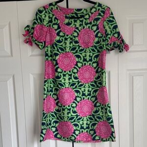 Lilly Pulitzer Silk Shift Green and Pink Patterned Dress